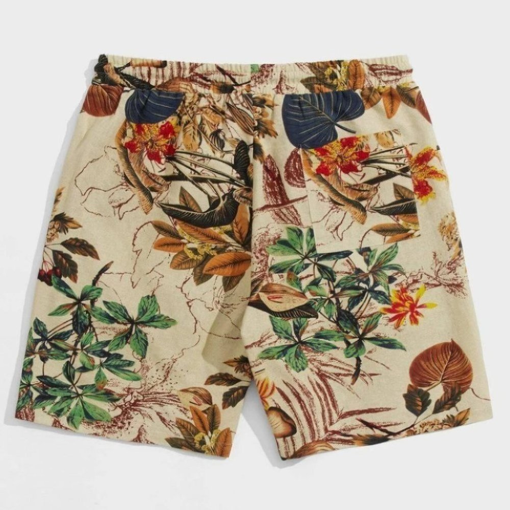 Tan Tropical Vacation Style Men's Shorts - Picture 2 of 5